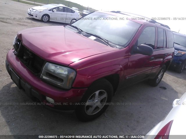 1GNDT13S532155249 - 2003 CHEVROLET TRAILBLAZER  RED photo 2