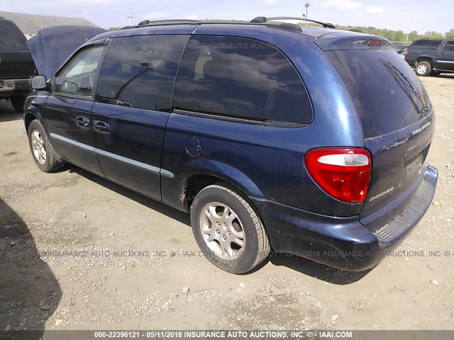 2B4GP74L92R596352 - 2002 DODGE GRAND CARAVAN EX BLUE photo 3