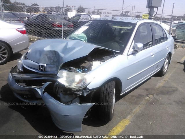 JHMES96634S014192 - 2004 HONDA CIVIC HYBRID Light Blue photo 2