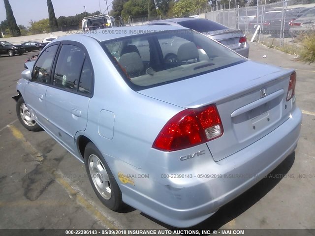 JHMES96634S014192 - 2004 HONDA CIVIC HYBRID Light Blue photo 3