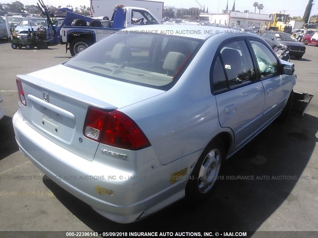 JHMES96634S014192 - 2004 HONDA CIVIC HYBRID Light Blue photo 4