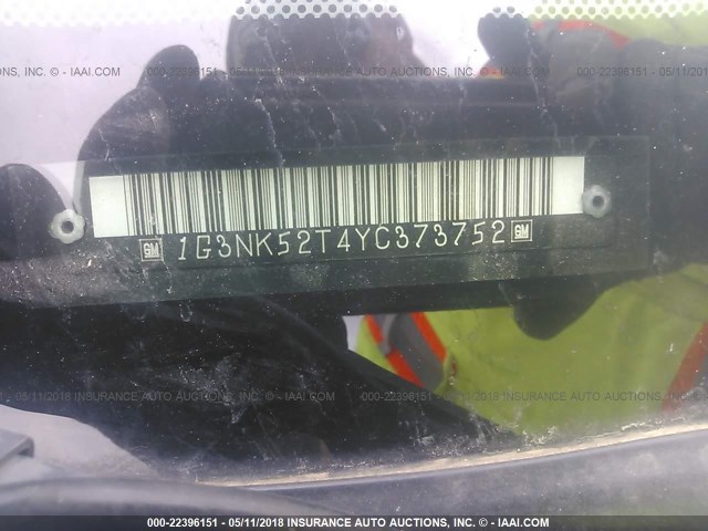 1G3NK52T4YC373752 - 2000 OLDSMOBILE ALERO GX WHITE photo 9