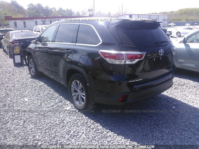 5TDJKRFH8FS143123 - 2015 TOYOTA HIGHLANDER XLE შავი ფოტო 3