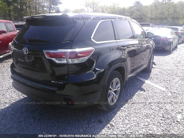 5TDJKRFH8FS143123 - 2015 TOYOTA HIGHLANDER XLE შავი ფოტო 4