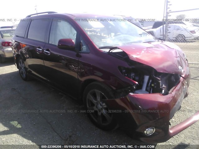 5TDXZ3DC2HS840879 - 2017 TOYOTA SIENNA SE BURGUNDY photo 1