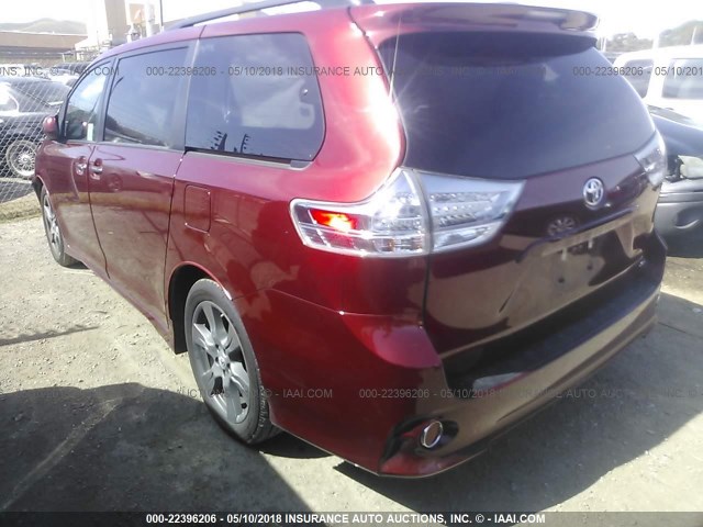 5TDXZ3DC2HS840879 - 2017 TOYOTA SIENNA SE BURGUNDY photo 3