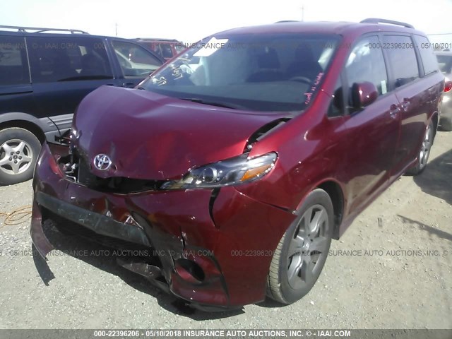 5TDXZ3DC2HS840879 - 2017 TOYOTA SIENNA SE BURGUNDY photo 6