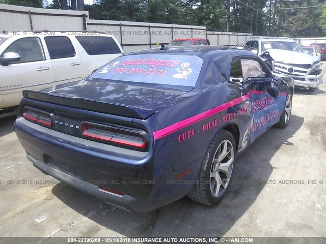 2C3CDZBGXFH774958 - 2015 DODGE CHALLENGER SXT PLUS BLUE photo 4