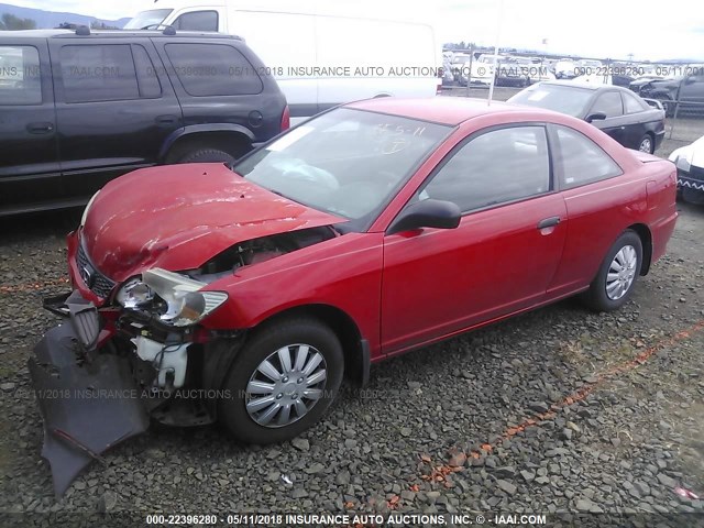 1HGEM21335L070503 - 2005 HONDA CIVIC DX VP RED photo 2