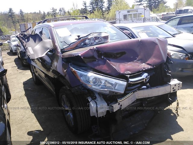 5TDJKRFH9FS107909 - 2015 TOYOTA HIGHLANDER XLE 栗色 照片 1