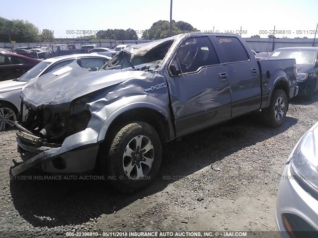 1FTFW1CF6CKD15831 - 2012 FORD F150 SUPERCREW GRAY photo 2