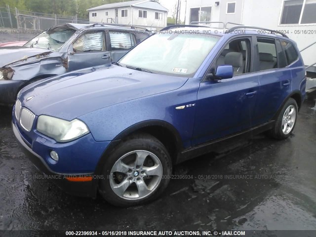 WBXPC93437WF02653 - 2007 BMW X3 3.0SI BLUE photo 2