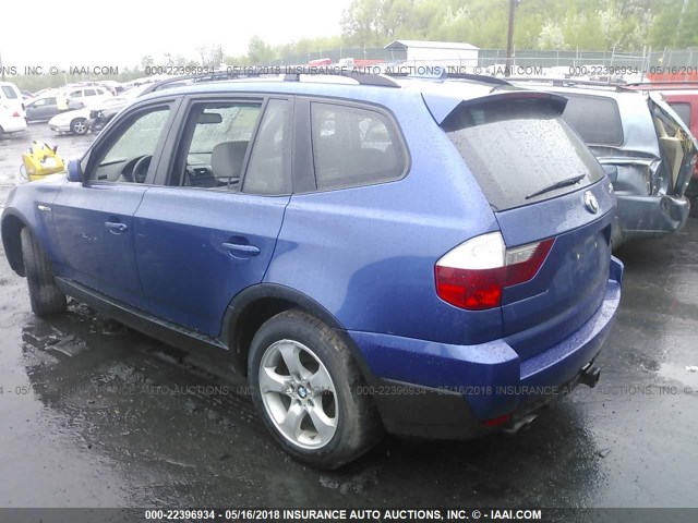 WBXPC93437WF02653 - 2007 BMW X3 3.0SI BLUE photo 3