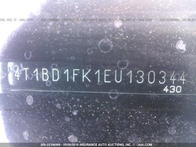 4T1BD1FK1EU130344 - 2014 TOYOTA CAMRY HYBRID/LE/XLE Qara foto 9