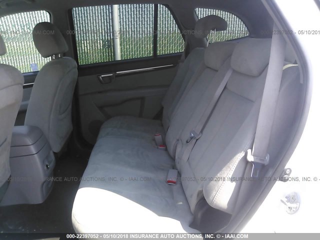 5NMSG73D89H243693 - 2009 HYUNDAI SANTA FE GLS WHITE photo 8