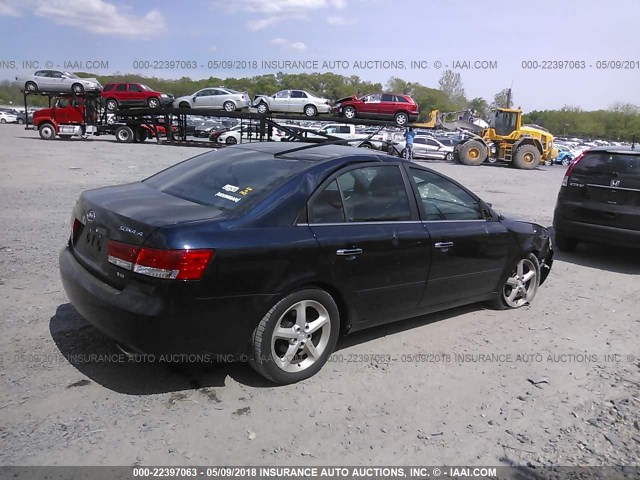 5NPEU46F56H073387 - 2006 HYUNDAI SONATA GLS/LX Dark Blue photo 4