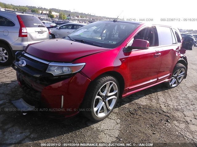 2FMDK4AKXBBA66863 - 2011 FORD EDGE SPORT RED photo 2