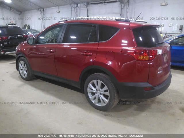 2T3DFREV3FW350283 - 2015 TOYOTA RAV4 LIMITED RED photo 3