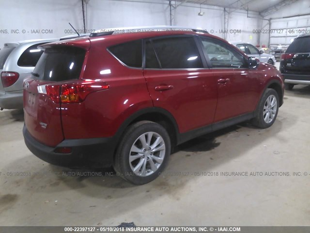 2T3DFREV3FW350283 - 2015 TOYOTA RAV4 LIMITED RED photo 4