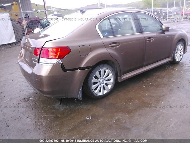 4S3BMBK62B3258452 - 2011 SUBARU LEGACY 2.5I LIMITED BROWN photo 4