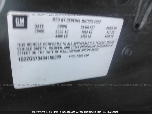 1G2ZG578464166880 - 2006 PONTIAC G6 SE1 GRAY photo 9