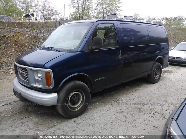 1GTHG35R611173508 - 2001 GMC SAVANA G3500 BLUE photo 2