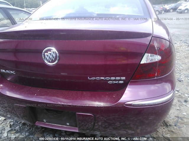 2G4WE567451260566 - 2005 BUICK LACROSSE CXS RED photo 6