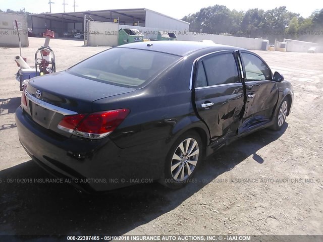 4T1BK3DB0BU379797 - 2011 TOYOTA AVALON LIMITED BLACK photo 4