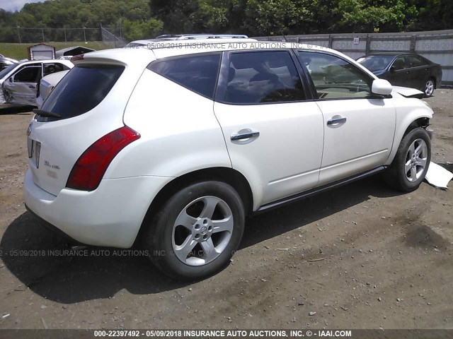 JN8AZ08W85W414154 - 2005 NISSAN MURANO SL/SE/S WHITE photo 4