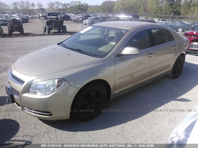 1G1ZH57B784202299 - 2008 CHEVROLET MALIBU 1LT GOLD photo 2