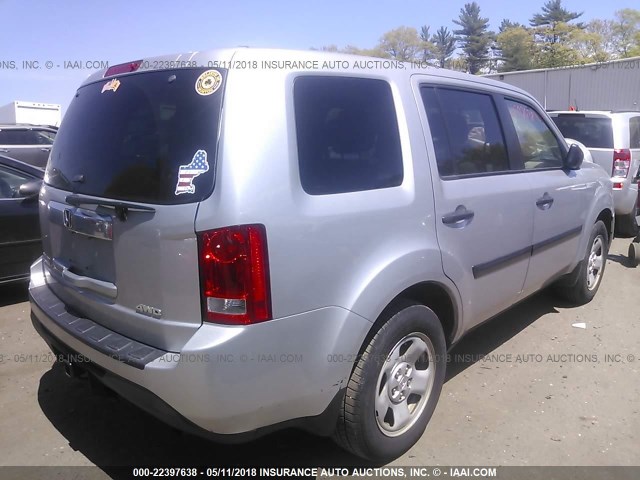 5FNYF4H29FB023334 - 2015 HONDA PILOT LX SILVER photo 4