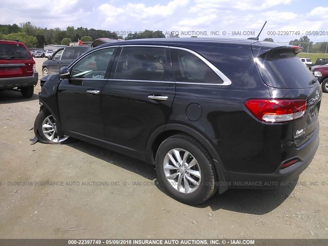 5XYPG4A35HG208665 - 2017 KIA SORENTO LX/L BLACK photo 3