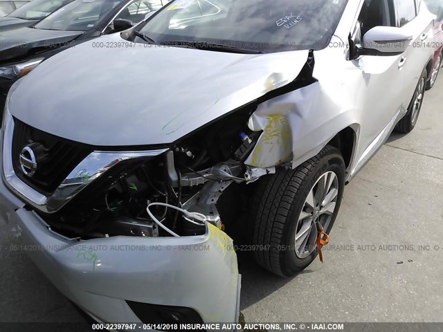 5N1AZ2MH5JN123606 - 2018 NISSAN MURANO S/SL/SV/PLATINUM SILVER photo 6