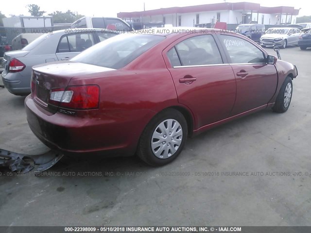 4A32B3FF1CE013487 - 2012 MITSUBISHI GALANT ES/SE BURGUNDY photo 4