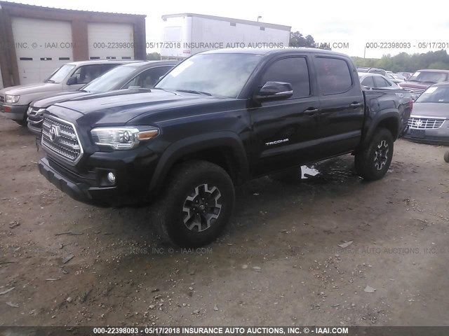 5TFCZ5AN0GX037464 - 2016 TOYOTA TACOMA DBL CAB/SR/SR5/TRD SPT/OR BLACK photo 2