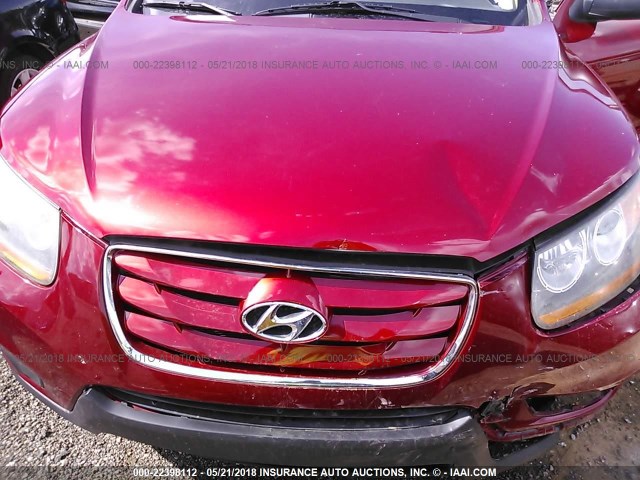 5NMSG3AB5AH404242 - 2010 HYUNDAI SANTA FE GLS RED photo 10