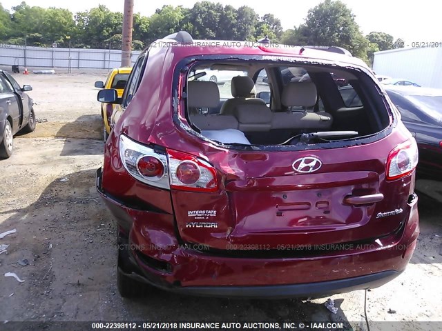 5NMSG3AB5AH404242 - 2010 HYUNDAI SANTA FE GLS RED photo 6