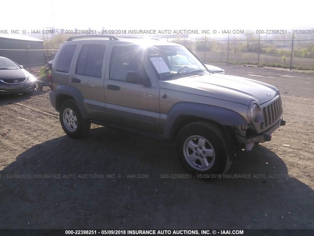 1J4GL48K75W638523 - 2005 JEEP LIBERTY SPORT GOLD photo 1