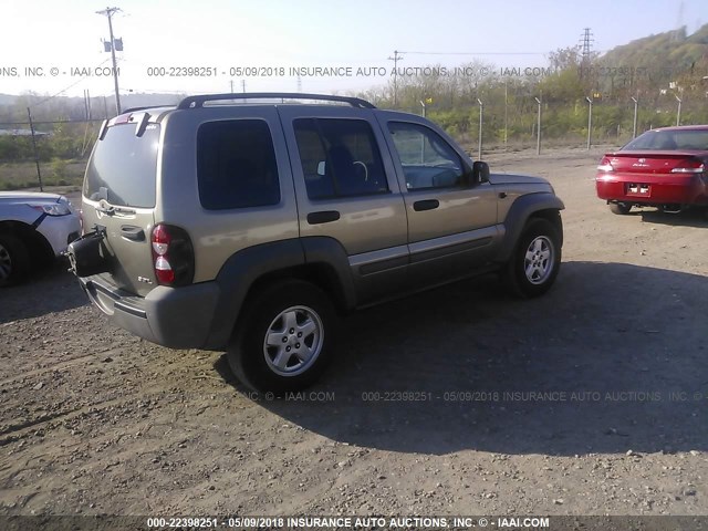 1J4GL48K75W638523 - 2005 JEEP LIBERTY SPORT GOLD photo 4