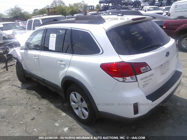 4S4BRBKC2C3278897 - 2012 SUBARU OUTBACK 2.5I LIMITED WHITE photo 3