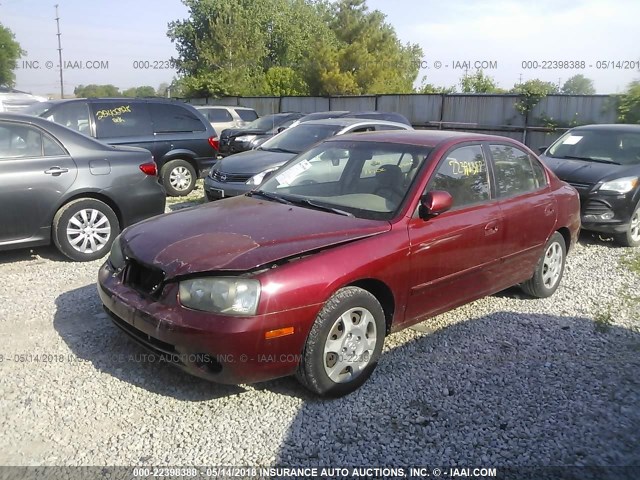 KMHDN45D53U643409 - 2003 HYUNDAI ELANTRA GLS/GT RED photo 2