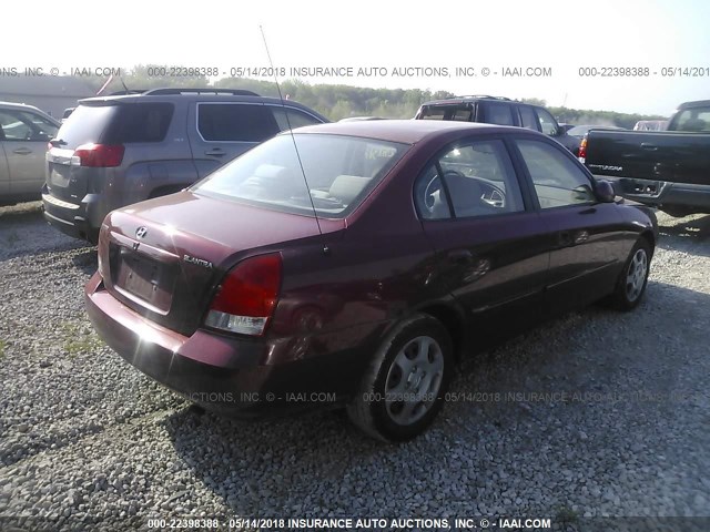 KMHDN45D53U643409 - 2003 HYUNDAI ELANTRA GLS/GT RED photo 4