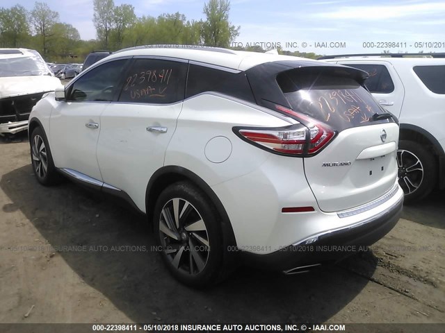 5N1AZ2MG1FN221269 - 2015 NISSAN MURANO S/SL/SV/PLATINUM WHITE photo 3