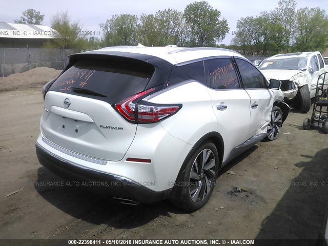 5N1AZ2MG1FN221269 - 2015 NISSAN MURANO S/SL/SV/PLATINUM WHITE photo 4