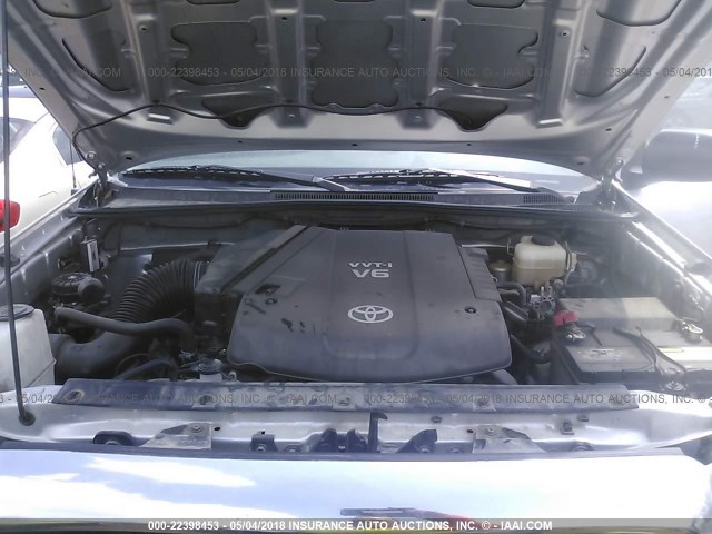 5TFLU4ENXCX045343 - 2012 TOYOTA TACOMA DOUBLE CAB ვერცხლისფერი ფოტო 10