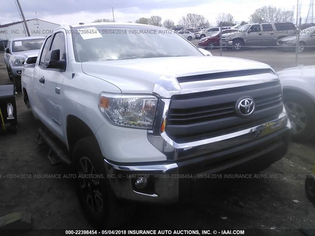 5TFUW5F19EX330764 - 2014 TOYOTA TUNDRA DOUBLE CAB SR/SR5 WHITE photo 1