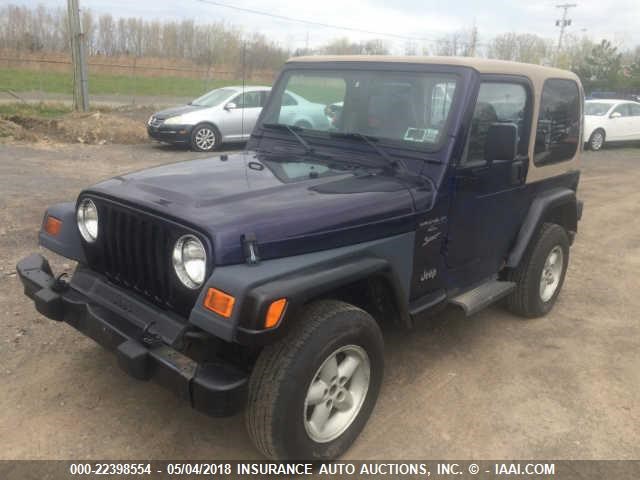 1J4FY19S7XP436689 - 1999 JEEP WRANGLER / TJ SPORT BLUE photo 2