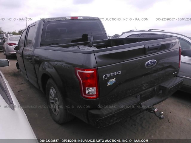 1FTEW1C85FKE47173 - 2015 FORD F150 SUPERCREW GRAY photo 3