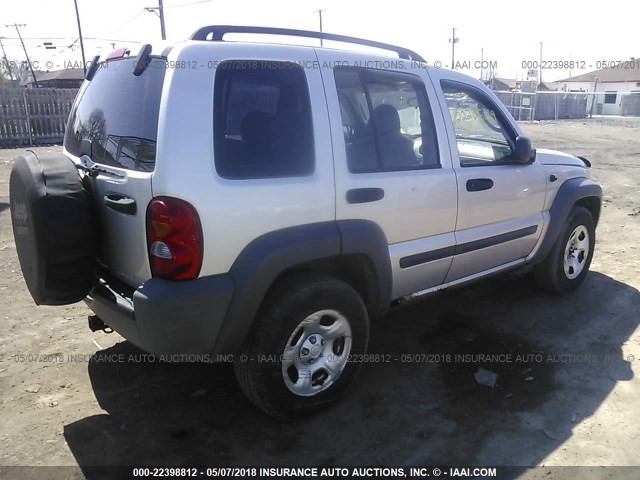 1J4GL48K24W235886 - 2004 JEEP LIBERTY SPORT GRAY photo 4