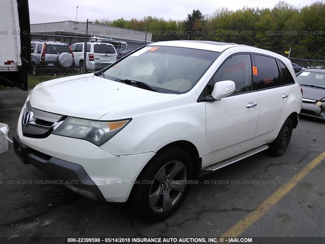 2HNYD28897H531517 - 2007 ACURA MDX SPORT WHITE photo 2